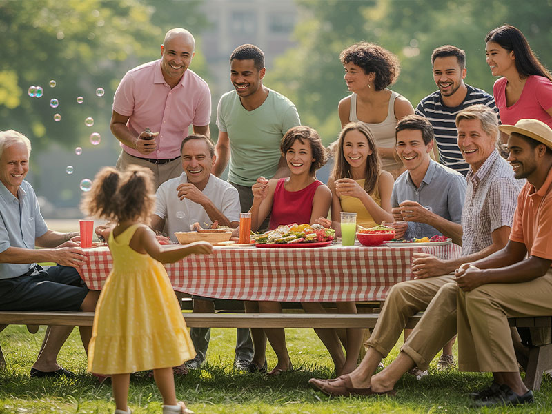 Multigenerational family in park